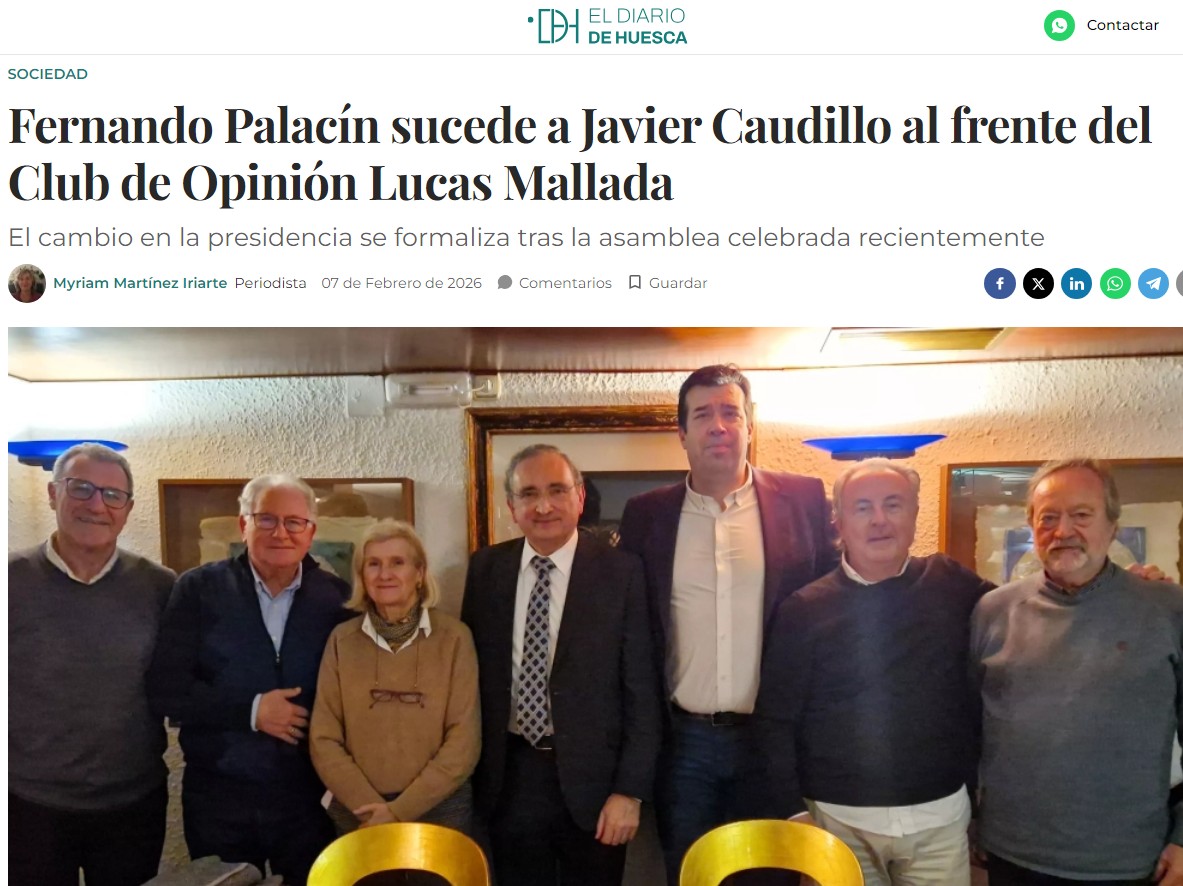 Fernando Palacín, nuevo presidente Club de Opinión Lucas Mallada